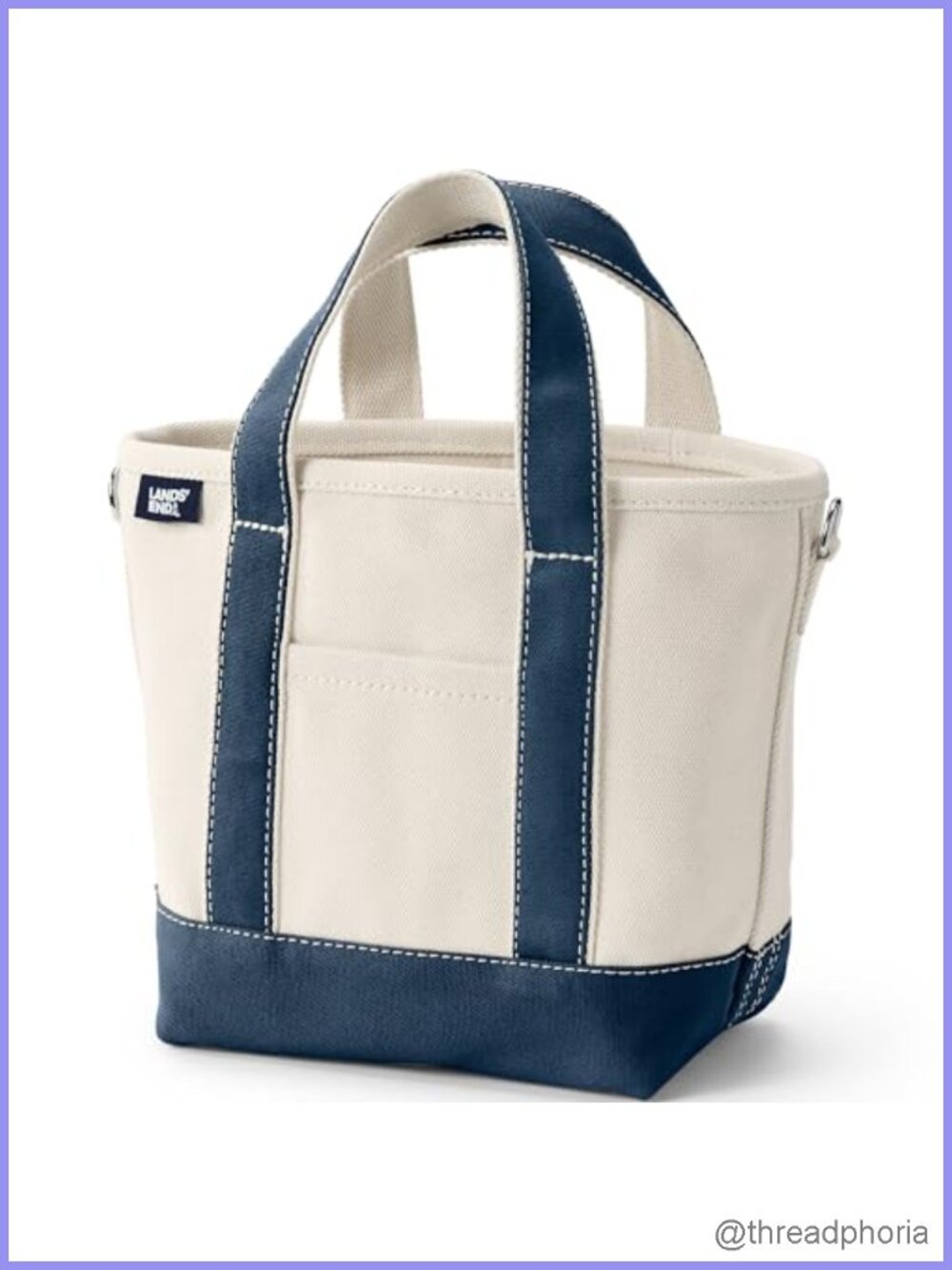Lands' End Open Canvas Tote Cotton Structured Shoulder Bag